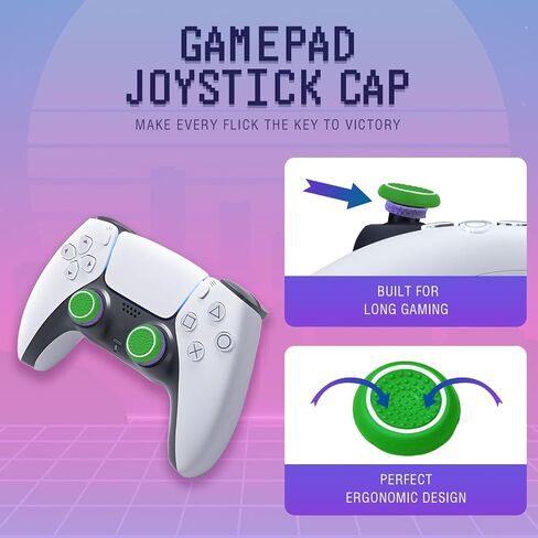 MysticHome No - Slip Thumb Grips & Precision Rings | Universal Controller Accessories for Nintendo Switch Pro, PS4, PS5, Xbox One & Series X | 6 - Pack Multi - Color in Kuwait