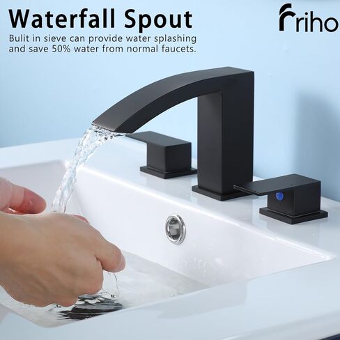 Friho على نطاق واسع الحمام بالوعة صنبور 3 ثقب النيكل بالفرشاة ، 2 مقابض الحمام شلال الحمام مع الصرف المنبثق وخطوط الإمداد ، FR1DC17808L in Kuwait