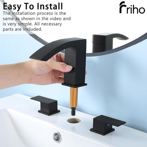 Friho على نطاق واسع الحمام بالوعة صنبور 3 ثقب النيكل بالفرشاة ، 2 مقابض الحمام شلال الحمام مع الصرف المنبثق وخطوط الإمداد ، FR1DC17808L in Kuwait