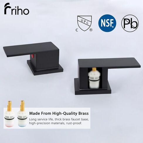 Friho على نطاق واسع الحمام بالوعة صنبور 3 ثقب النيكل بالفرشاة ، 2 مقابض الحمام شلال الحمام مع الصرف المنبثق وخطوط الإمداد ، FR1DC17808L in Kuwait