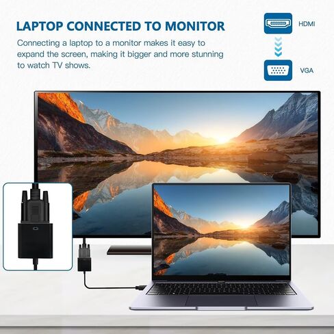 2 Pack Upgraded HDMI to VGA, Gold-Plated HDMI to VGA Adapter (Male to Female) Replacement for Xbox 360/ Wii U/Set Top Box/TV BOX/or Other Devices with HDMI Port in Saudi Arabia