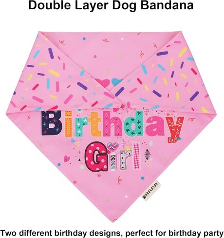 ADOGGYGO Dog Birthday Hat, Pink Birthday Girl Bandana Set, Small in Kuwait