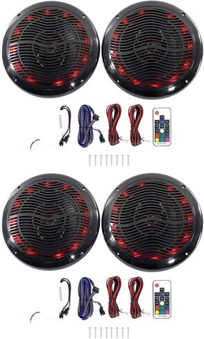 Rockville (4) RMC65LB 6.5" 1200w Black Marine Speakers w/Multi Color LED+Remote in Saudi Arabia