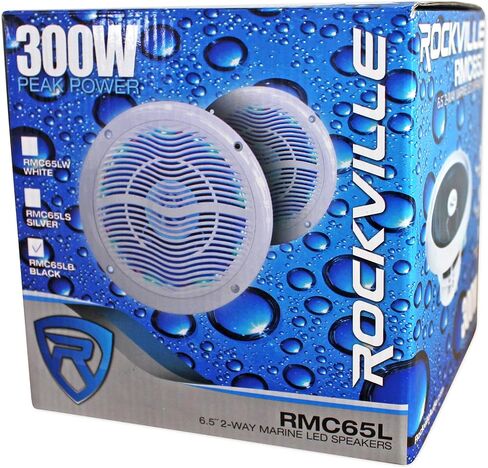 Rockville (4) RMC65LB 6.5" 1200w Black Marine Speakers w/Multi Color LED+Remote in Saudi Arabia
