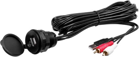 Kicker 46kmc2 Marine Bluetooth All-Weather AM/FM USB/AUX Gauge Style Media Center Receiver W/Black Cover Bundle Combo مع محول واجهة USB/AUX 3.5 ملم ، وهوائي أسود طويل المدى للراديو in Saudi Arabia