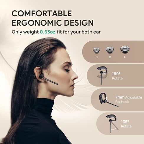 Yealink Bluetooth Headset BH71 Lite,Wireless Bluetooth Earpiece for Cell Phone，Single Ear Headset with Noise Canceling Mic for Office/Driving/Business,10Hrs Talktime,Mute in Saudi Arabia