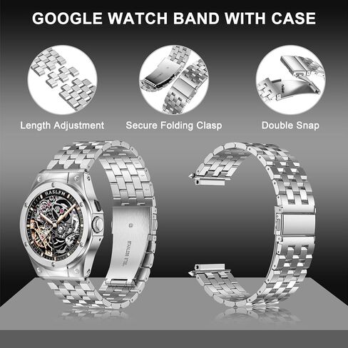 Stainless Steel Case with Band Compatible for Google Pixel Watch 3 45mm /Pixel 3/2/1 41mm, Rugged Metal Wristband Strap with Protector Bumper Cover for Men in Saudi Arabia