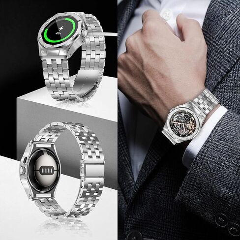 Stainless Steel Case with Band Compatible for Google Pixel Watch 3 45mm /Pixel 3/2/1 41mm, Rugged Metal Wristband Strap with Protector Bumper Cover for Men in Saudi Arabia