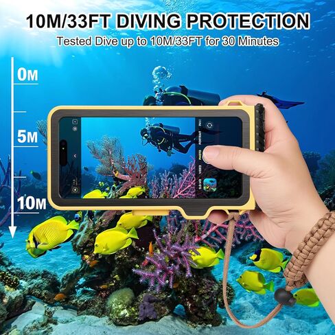 2025 Upgrade Underwater Waterproof Diving Snorkeling Phone Case for iPhone 16/15/14/13/12/11 Pro Max/XS/X Samsung Galaxy S24/S23/S22/S21 Scuba Underwater Touchscreen Photo Video Housing in Kuwait