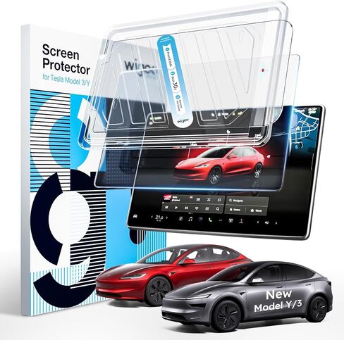 Wigoo Tesla New Model Y Juniper & Model 3 HD Screen Protector [No Fingerprint & HD Clear] Model 3 (2024~2026)/New Model Y Juniper Accessories, Tempered Glass Protector with Alignment Kit in Saudi Arabia