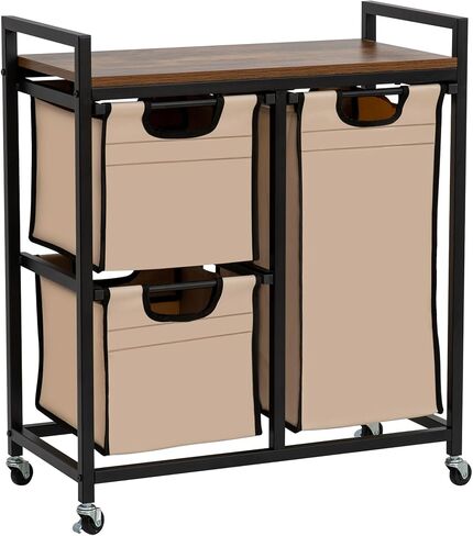 Laundry Basket Organizer, Hampers for Laundry 6 Compartments, Laundry Hamper with 6 Sliding Laundry Sorter Bags, Top Storage Shelf, and Metal Frame (6 Compartments) in Saudi Arabia