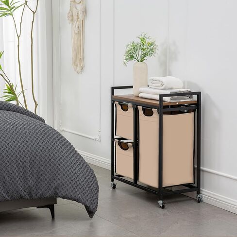 Laundry Basket Organizer, Hampers for Laundry 6 Compartments, Laundry Hamper with 6 Sliding Laundry Sorter Bags, Top Storage Shelf, and Metal Frame (6 Compartments) in Saudi Arabia