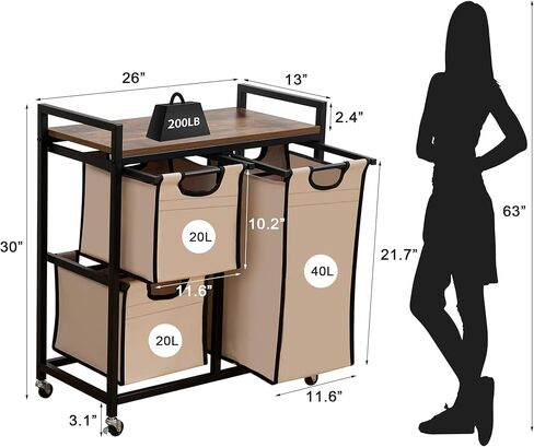 Laundry Basket Organizer, Hampers for Laundry 6 Compartments, Laundry Hamper with 6 Sliding Laundry Sorter Bags, Top Storage Shelf, and Metal Frame (6 Compartments) in Saudi Arabia