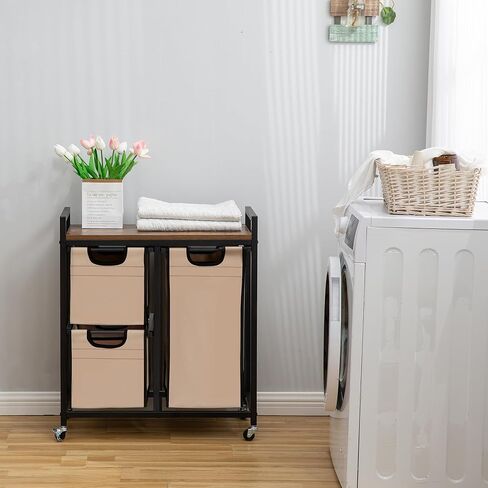 Laundry Basket Organizer, Hampers for Laundry 6 Compartments, Laundry Hamper with 6 Sliding Laundry Sorter Bags, Top Storage Shelf, and Metal Frame (6 Compartments) in Saudi Arabia