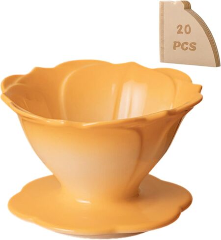 Ceramic Pour Over Coffee Dripper Flower Shape V01 with 20 Filters in Kuwait