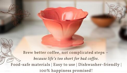 Ceramic Pour Over Coffee Dripper Flower Shape V01 with 20 Filters in Kuwait