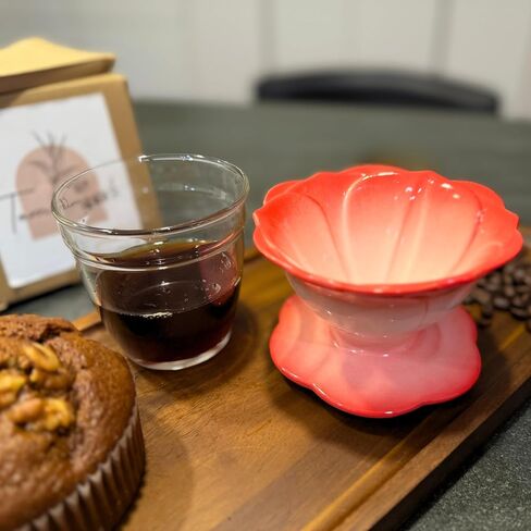 Ceramic Pour Over Coffee Dripper Flower Shape V01 with 20 Filters in Kuwait