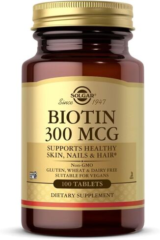 Solgar Biotin 300 mcg - 100 Tablets - Supports Healthy Skin, Nails & Hair - Non-GMO, Vegan, Gluten Free, Dairy Free, Kosher, Halal - 100 Servings in Saudi Arabia