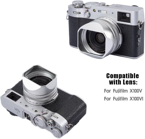 غطاء محرك العدسة المعدنية المربعة (مع غطاء) مع حلقة محول مرشح UV 49 ملم متوافقة مع Fujifilm X100V/X100VI (سيلفر ألومنيوم) in Saudi Arabia