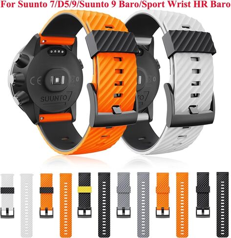 أحزمة السيليكون البديلة 24 ملم سوار Suunto 7 D5 Suunto 9 Spartan Sport Wrist Hr Baro Smart Watch Bandband (اللون: أسود أخضر ، الحجم: 24 ملم) in Saudi Arabia