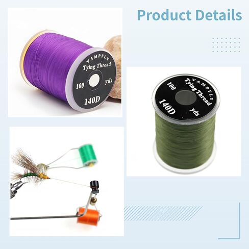 140D Fly Tying Thread Kit, 12 Pcs Non-Waxed Fly Tying Wires, Fly Tying Tieing Supplies for Fly Fishing Lures, Compatible with Most Bobbins, Ideal for 6#-10# Hooks in Saudi Arabia