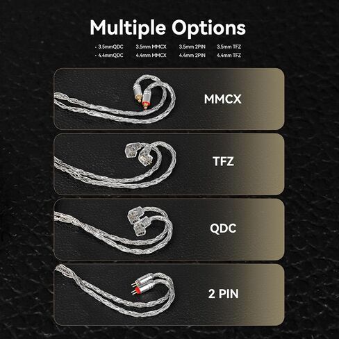 2m KZ ZS10 Pro IEM Earphones Cable, KBEAR ST24 Plus in Ear Monitor Cable 16 Core 5N OCC Silver-Plated Headphone Extension Cords for Moondrop Chu CCA CRA, ZS12 PRO X, Castor, ZAR, ZAS(2pin, 3.5mm Plug) in Saudi Arabia
