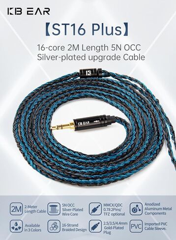 2m KZ ZS10 Pro IEM Earphones Cable, KBEAR ST24 Plus in Ear Monitor Cable 16 Core 5N OCC Silver-Plated Headphone Extension Cords for Moondrop Chu CCA CRA, ZS12 PRO X, Castor, ZAR, ZAS(2pin, 3.5mm Plug) in Saudi Arabia