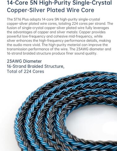 2m KZ ZS10 Pro IEM Earphones Cable, KBEAR ST24 Plus in Ear Monitor Cable 16 Core 5N OCC Silver-Plated Headphone Extension Cords for Moondrop Chu CCA CRA, ZS12 PRO X, Castor, ZAR, ZAS(2pin, 3.5mm Plug) in Saudi Arabia