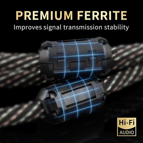Audiophile Hifi 4.92ft Audio RCA Cables - 2rca male to male ، 15 AWG ، 4N OFC Core ، مقابس مطلية بالذهب 24K ، مع جديلة نايلون ، كابل مضخم الصوت ، متوافق مع مكبر الصوت ، مشغل أقراص مضغوطة (4.92 قدم/1.5 متر) in Kuwait