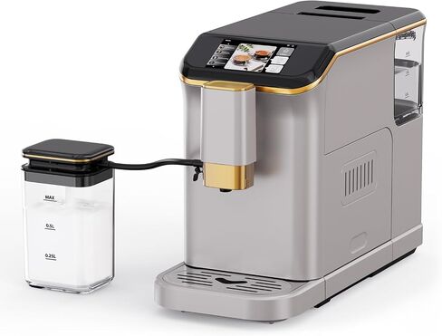 Garvee Garvee Automatic Espresso Machine بالكامل ، مع حليب مفعم بالحيوية ، وصفة اتصال واحدة ، وشاشة تعمل باللمس ، و 20 بارًا Pressur و 15 إعدادات طحن لـ Latte و Cappuccino و Espresso و Prench-In Pression in Kuwait