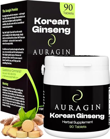Auragin® الجينسنغ الأحمر الكوري الأصلي - صنع في كوريا - جذور 6 سنوات - بدون إضافات أو مكونات أخرى - 100٪ باناكس الجينسنغ الأحمر في كل قرص in Saudi Arabia