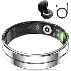 Hittopss Smart Ring ، Thul Thin Trans Tracking Smart Ring مع السعرات الحرارية/معدل ضربات القلب/مراقبة الأكسجين/النوم ، 5ATM مقاوم للماء ، لا اشتراك في التطبيق (Silver ، Thin-9#) in Kuwait