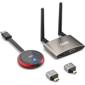 TIMBOOTECH HDMI Wireless Transmitter and Receiver 4K, Dual Screens HDMI & VGA Live Casting 5G Video/Audio for Laptop, Cable Box, Camera, Blu-ray, Phone, Netfix to Monitor, Projector, HDTV 165FT/50M in Kuwait