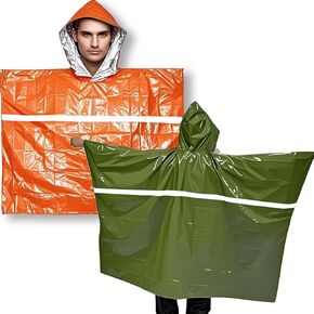 2X High Visibility Emergency Survival Poncho, Mylar Liner with 2" Reflective Strips in Saudi Arabia