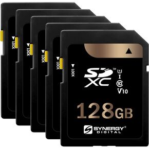 Synergy Digital 128GB Secure Digital SDXC UHS-I Memory Cards, Compatible with OM System Tough TG-7 Digital Camera - Class 10, U1, 100MB/s, 300 Series - Pack of 5 in Saudi Arabia