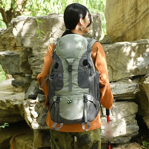 Backpacks 50L Outdoor Hiking Bags Breathable Sports Backpack Rucksack(Black) in Kuwait
