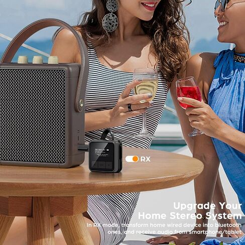 Bluetooth 5.3 Transmitter Receiver for TV to 2 Wireless Headphones Dual Link 2-in-1 Wireless Bluetooth Audio Adapter with 3.5mm Aux/USB C for Airplane Gym Car/Home Stereo System in Saudi Arabia