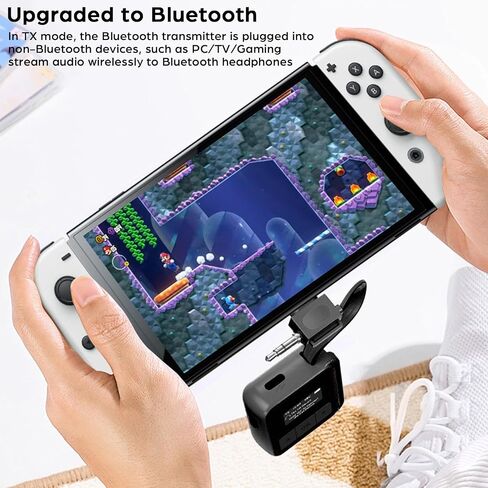 Bluetooth 5.3 Transmitter Receiver for TV to 2 Wireless Headphones Dual Link 2-in-1 Wireless Bluetooth Audio Adapter with 3.5mm Aux/USB C for Airplane Gym Car/Home Stereo System in Saudi Arabia