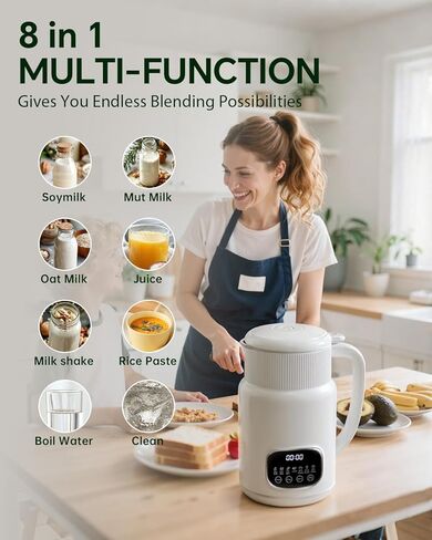 8 في 1 آلة صانع الحليب الجوز ، 32 أوقية خلاط لصناعة الحليب الصويا التلقائي لللوز والشوفان وجوز الهند والزائد النباتية وغير الألبان مع تأخير بدء/غلي الماء/الحفاظ على الدفء in Kuwait