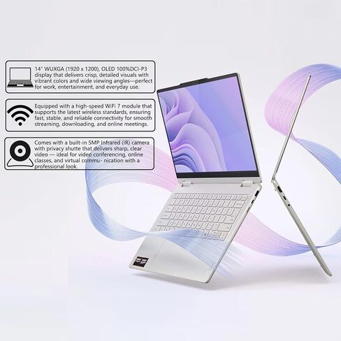 Lenovo Yoga 7 2-in-1 Copilot+ AI PC Laptop | 14 "Wuxga OLED Touch (100 ٪ DCI-P3) | AMD RYZEN AI 5 340 (حتى 50 TOPS) | 16GB DDR5 512GB in Saudi Arabia