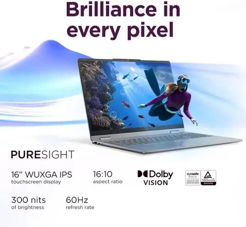 Lenovo Yoga 7i 2-in-1 AI Copilot+ Laptop, 16" 2K LCD Touchscreen, Intel Ultra 7 256V(>i9-13900H), 16GB LPDDR5X RAM, 1TB SSD, Backlit KB, Wi-Fi 7, BT 5.4, Thunderbolt 4, W/128 PSD&Stylus, Win11 PRO in Saudi Arabia
