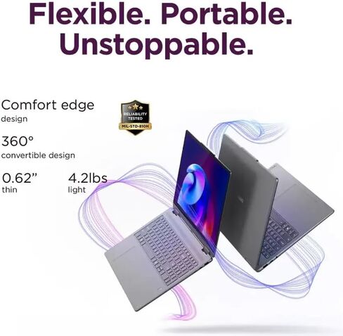 Lenovo Yoga 7i 2-in-1 AI Copilot+ Laptop, 16" 2K LCD Touchscreen, Intel Ultra 7 256V(>i9-13900H), 16GB LPDDR5X RAM, 1TB SSD, Backlit KB, Wi-Fi 7, BT 5.4, Thunderbolt 4, W/128 PSD&Stylus, Win11 PRO in Saudi Arabia