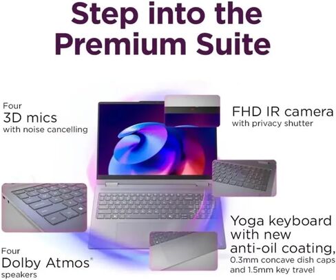 Lenovo Yoga 7i 2-in-1 AI Copilot+ Laptop, 16" 2K LCD Touchscreen, Intel Ultra 7 256V(>i9-13900H), 16GB LPDDR5X RAM, 1TB SSD, Backlit KB, Wi-Fi 7, BT 5.4, Thunderbolt 4, W/128 PSD&Stylus, Win11 PRO in Saudi Arabia