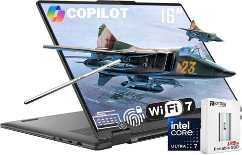 Lenovo Yoga 7i 2-in-1 AI Copilot+ Laptop, 16" 2K LCD Touchscreen, Intel Ultra 7 256V(>i9-13900H), 16GB LPDDR5X RAM, 1TB SSD, Backlit KB, Wi-Fi 7, BT 5.4, Thunderbolt 4, W/128 PSD&Stylus, Win11 PRO in Saudi Arabia