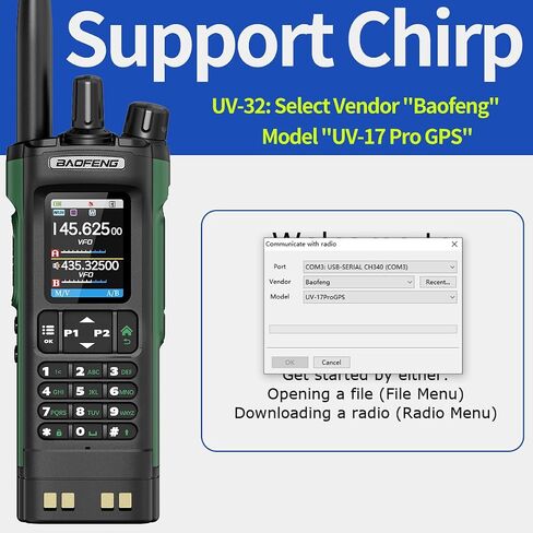 Baofeng UV-32 Radio Ham Radio Handheld 10W المدى طويل المدى معاد شحن NOAA Receiver 5RM K5 Tactical Talkie Radio Talkie للبالغين مع GPS ، وشحن USB-C للبقاء على قيد الحياة ، 2Pack in Saudi Arabia