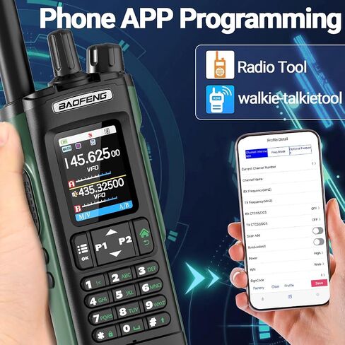 Baofeng UV-32 Radio Ham Radio Handheld 10W المدى طويل المدى معاد شحن NOAA Receiver 5RM K5 Tactical Talkie Radio Talkie للبالغين مع GPS ، وشحن USB-C للبقاء على قيد الحياة ، 2Pack in Saudi Arabia