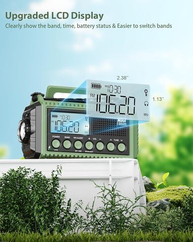 راديو الطقس الطارئ ، راديو AM/FM/SW NOAA المحمول ، تنبيه تلقائي ، مدته 12000 مللي أمبير في وقت التشغيل ، وقت تشغيل 130 ساعة ، شاشة LCD ، SOS بصوت عال ، مصباح ، شاحن الهاتف ، راديو يدوية الشمسية لحالة الطوارئ/الخارج in Kuwait