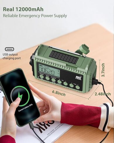 راديو الطقس الطارئ ، راديو AM/FM/SW NOAA المحمول ، تنبيه تلقائي ، مدته 12000 مللي أمبير في وقت التشغيل ، وقت تشغيل 130 ساعة ، شاشة LCD ، SOS بصوت عال ، مصباح ، شاحن الهاتف ، راديو يدوية الشمسية لحالة الطوارئ/الخارج in Kuwait