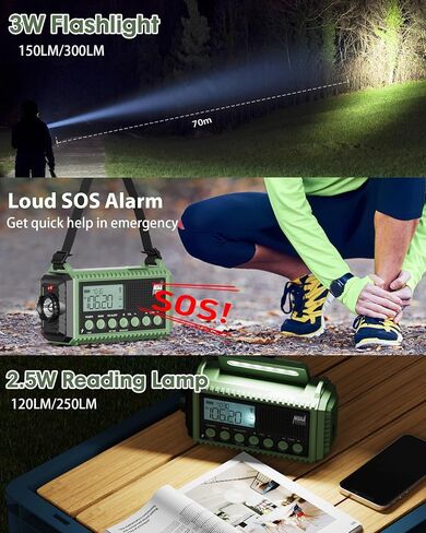 راديو الطقس الطارئ ، راديو AM/FM/SW NOAA المحمول ، تنبيه تلقائي ، مدته 12000 مللي أمبير في وقت التشغيل ، وقت تشغيل 130 ساعة ، شاشة LCD ، SOS بصوت عال ، مصباح ، شاحن الهاتف ، راديو يدوية الشمسية لحالة الطوارئ/الخارج in Kuwait