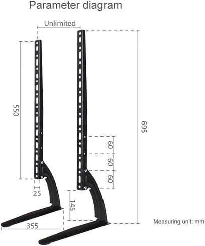 TV Stand Base for 32''-65" Plasma LCD Adjustable Monitor Mounting Bracket Arm Load 45kg DZ77 in Saudi Arabia